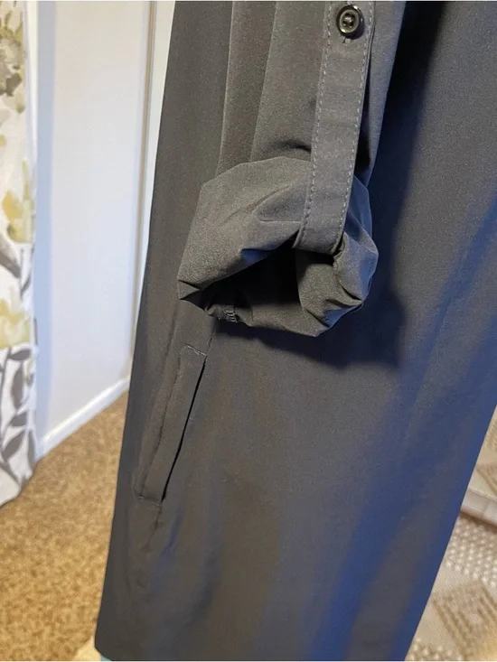 Title Nine Navy Mini Shirt Dress with Teal Trim - Picture 2 of 8